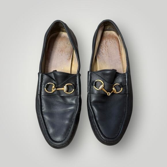 GUCCI Mens Black Leather Loafers Size 10,5 - Picture 1 of 9